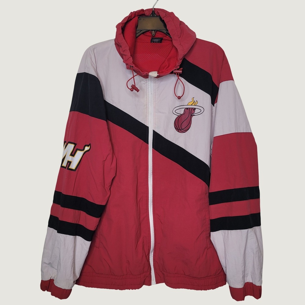 NBA Miami Heat Windbreaker Mens L Colorblock Hooded Full Zip Jacket